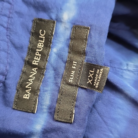 Banana Republic Casual Button Down Slim Fit Blue Tie-Dye Shirt XXL AO-2029 - Picture 4 of 7